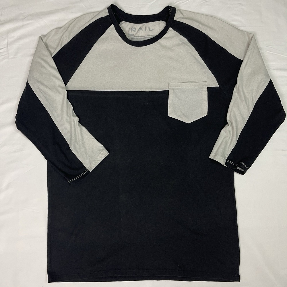 The Rail Nordstrom Mens M Colorblock Raglan Pocket Long Sleeve T-Shirt Blk/Wht